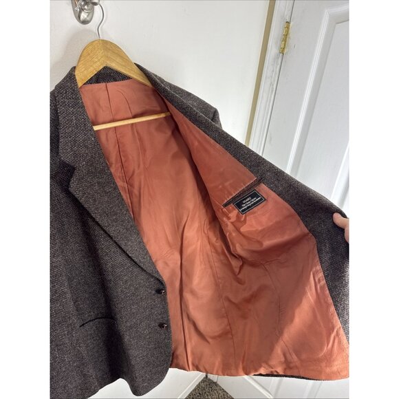 Harris Tweed Blazer Men’s 44 Brown Speckled Wool Jacket Sears Scotland VTG - Picture 5 of 9